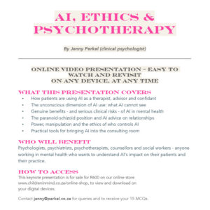 AI, Ethics & Psychotherapy